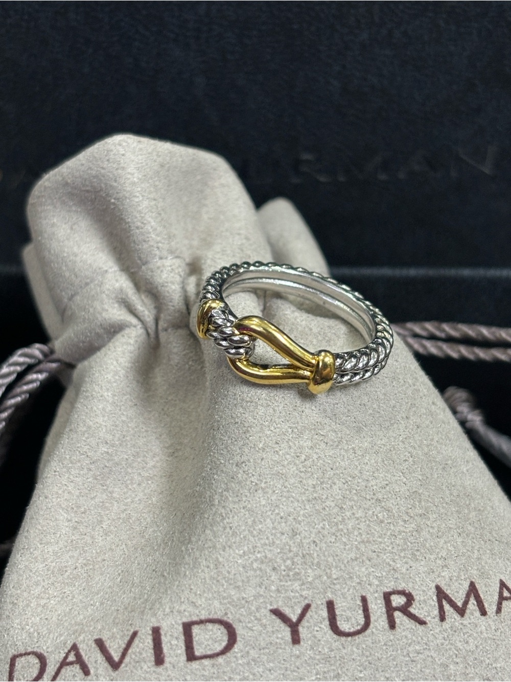 David Yurman Two-Tone Knot Cable Ring in Gold and Silver